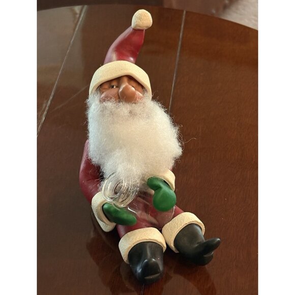 Vintage Polymer Clay Whimsical Santa Claus Ornament Holding Vase 6” Signed 1988 - Picture 3 of 7